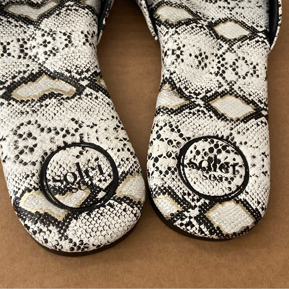 Textured Snake-Print Slide Sandals - White/Black - Picture 5 of 11